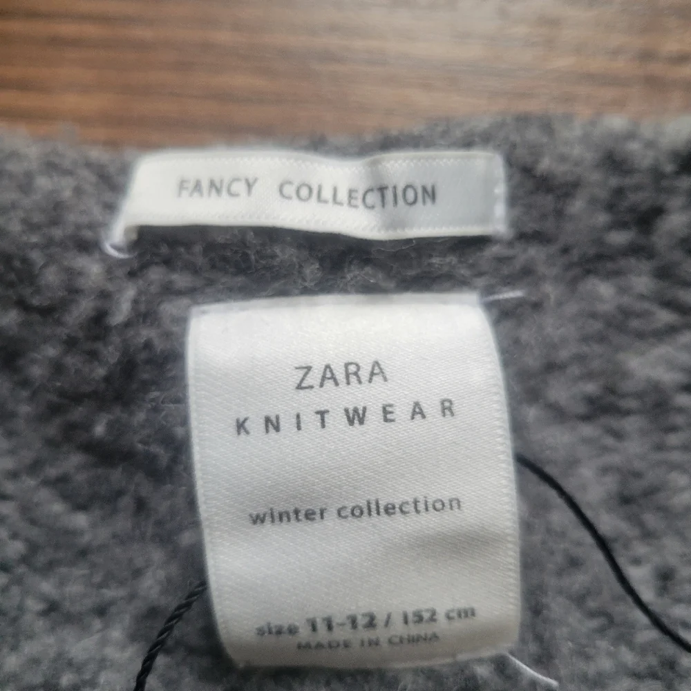 Zara Gray Kids Oversized 11-12 Cardigan Sweater